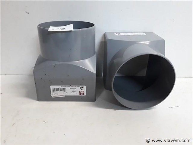 2 x overgang rond-vierkant 100mm grijs pvc - afbeelding 2 van  2