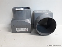 2 x overgang rond-vierkant 100mm grijs pvc - afbeelding 2 van  2