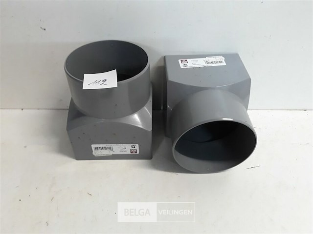 2 x overgang rond-vierkant 100mm grijs pvc - afbeelding 2 van  3