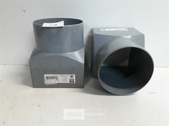 2 x overgang rond-vierkant 100mm grijs pvc - afbeelding 3 van  3