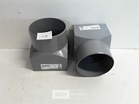 2 x overgang rond-vierkant 100mm grijs pvc - afbeelding 1 van  3