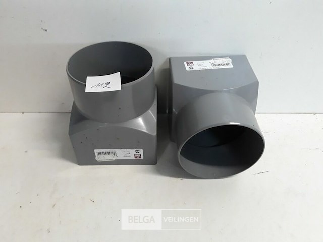 2 x overgang rond-vierkant 100mm grijs pvc - afbeelding 1 van  3