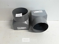 2 x overgang rond-vierkant 100mm grijs pvc - afbeelding 1 van  3