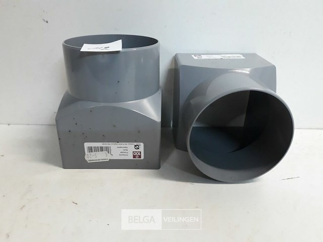 2 x overgang rond-vierkant 100mm grijs pvc - afbeelding 3 van  3