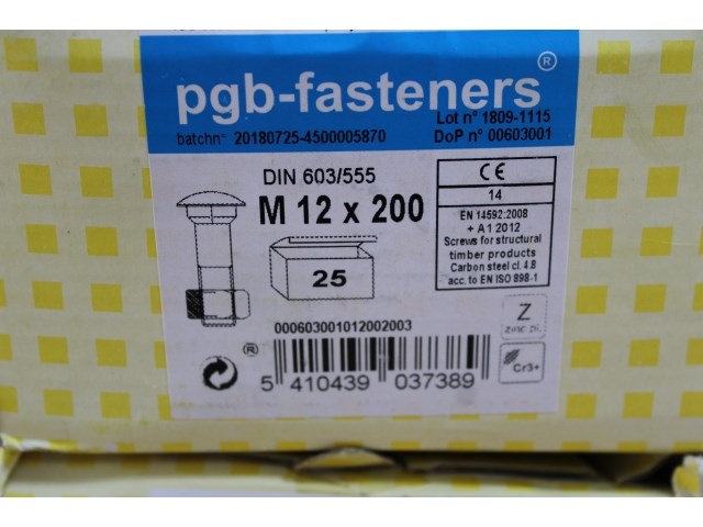 2 x pgbfast houtbout 4.8 din 603/555 m12x200 zn/25 - afbeelding 2 van  3