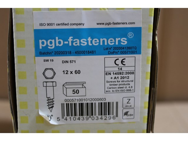 2 x pgbfast houtdraadbout din 571 ø12x60 zn/50 - afbeelding 2 van  3