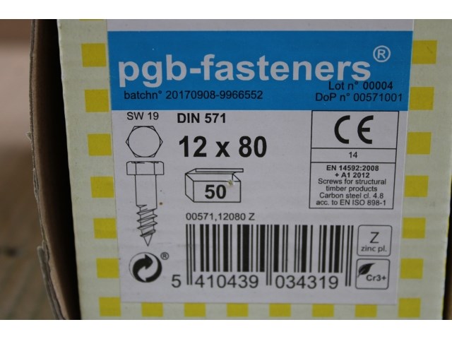 2 x pgbfast houtdraadbout din 571 ø12x80 zn/50 - afbeelding 2 van  3