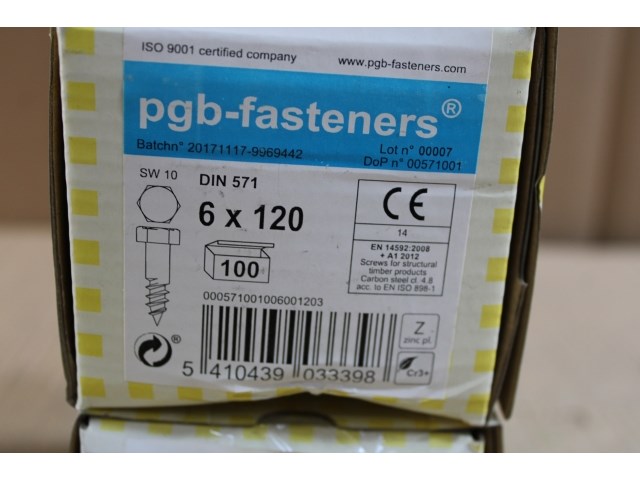 2 x pgbfast houtdraadbout din 571 ø6x120 zn/100 - afbeelding 2 van  3