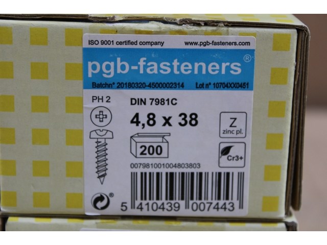 2 x pgbfast plaatschroef din 7981c-h ø4,80x38 zn/200 - afbeelding 2 van  3
