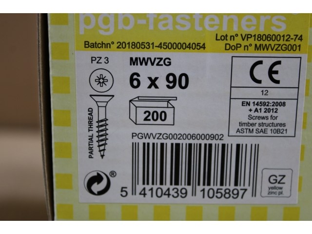 2 x pgbfast spaanderplaatschroef vzk-z ø6,00x90 zngeel/200 - afbeelding 2 van  3