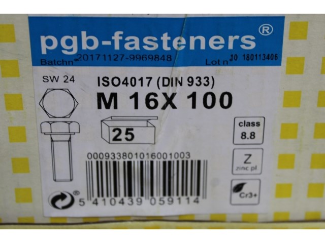 2 x pgbfast zeskanttapbout 8.8 din 933 m16x100 zn/25 - afbeelding 2 van  3