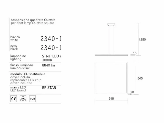 2 x quattro square 80 hang lamp zwart - afbeelding 12 van  12
