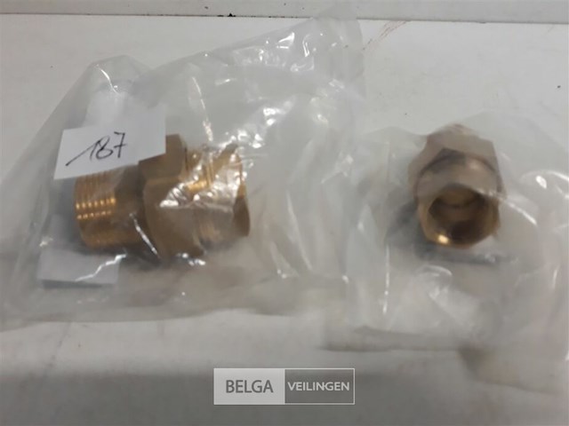 2 x rechte schroefkoppeling koper 2 assorti - afbeelding 3 van  3
