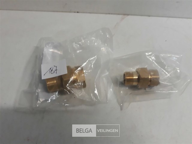 2 x rechte schroefkoppeling koper 2 assorti - afbeelding 1 van  3