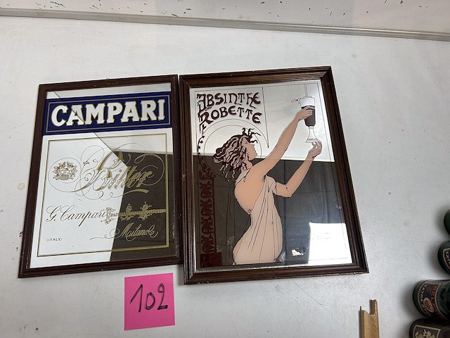 2 x reclame spiegel campari + absinthe robette - afbeelding 1 van  3