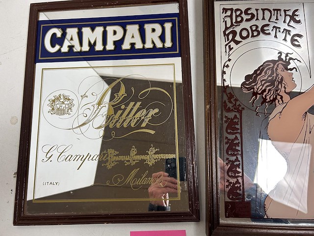 2 x reclame spiegel campari + absinthe robette - afbeelding 2 van  3
