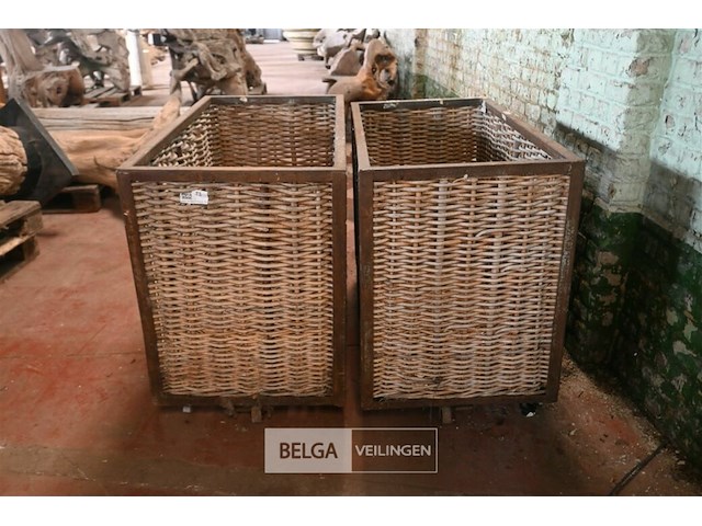 2 x rieten mand op wielen - afbeelding 2 van  5