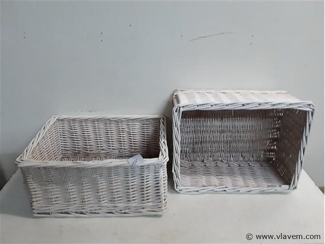 2 x rieten mand wit 39x30x18 cm - afbeelding 1 van  2