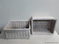 2 x rieten mand wit 39x30x18 cm - afbeelding 1 van  2