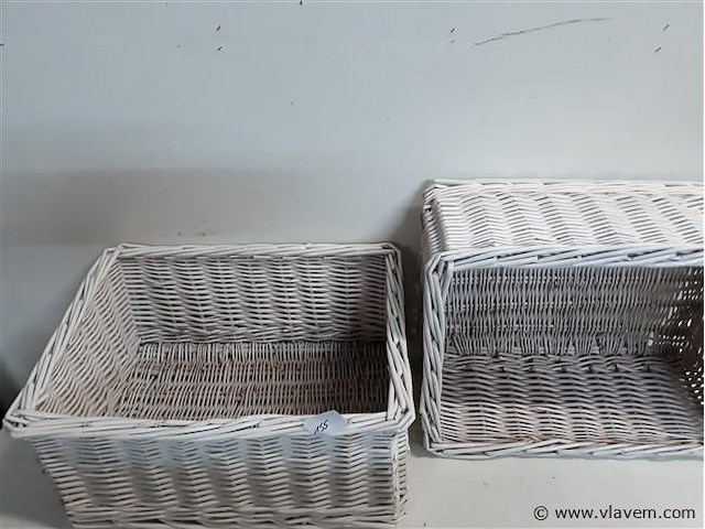 2 x rieten mand wit 39x30x18 cm - afbeelding 2 van  2
