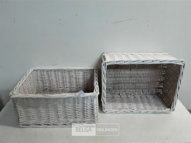 2 x rieten mand wit 39x30x18 cm - afbeelding 2 van  3