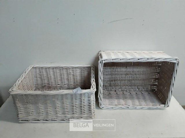 2 x rieten mand wit 39x30x18 cm - afbeelding 1 van  3