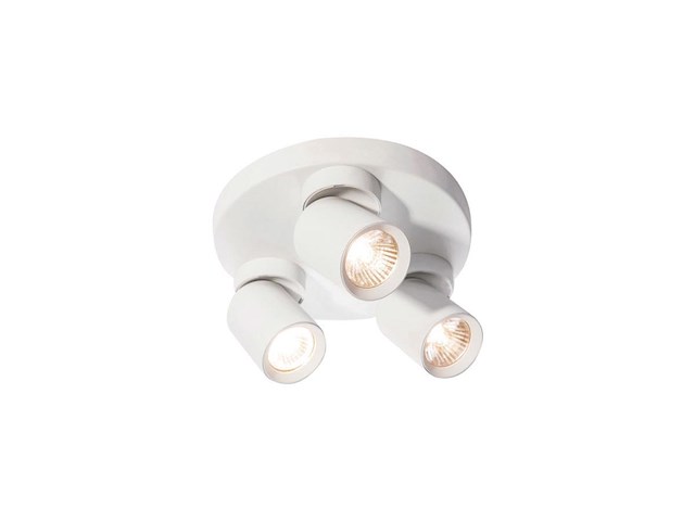 2 x rond gu10 opbouwspot armatuur triple cilinder zand wit draaibaar - afbeelding 1 van  6