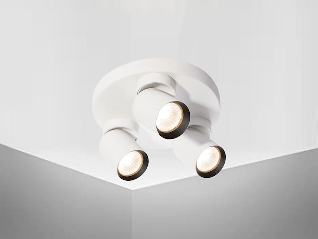 2 x rond gu10 opbouwspot armatuur triple cilinder zand wit en zwart draaibaar - afbeelding 6 van  8