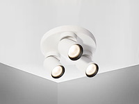 2 x rond gu10 opbouwspot armatuur triple cilinder zand wit en zwart draaibaar - afbeelding 6 van  8