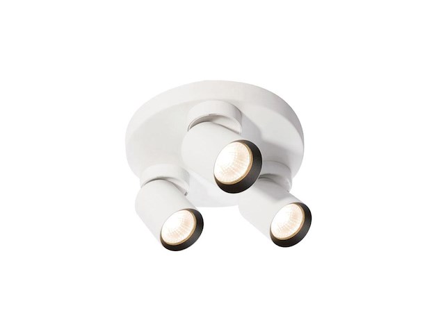 2 x rond gu10 opbouwspot armatuur triple cilinder zand wit en zwart draaibaar - afbeelding 1 van  8