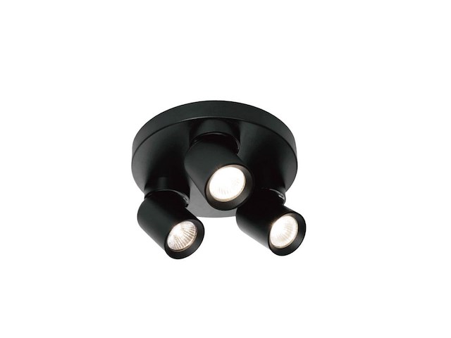 2 x rond gu10 opbouwspot armatuur triple cilinder zand zwart draaibaar - afbeelding 1 van  8