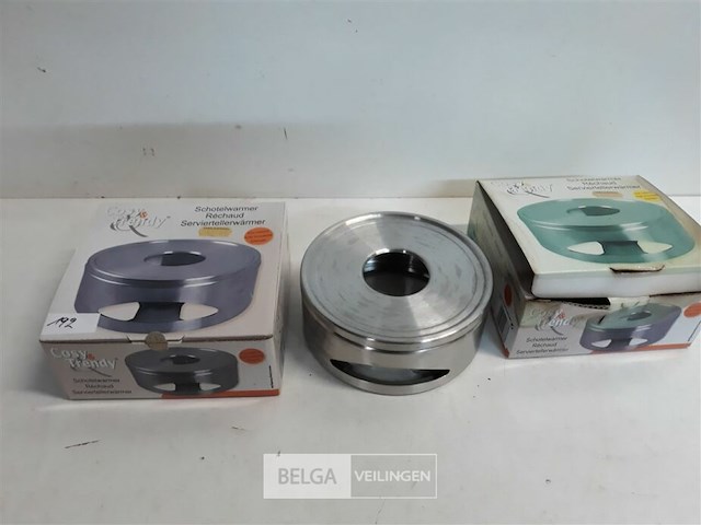 2 x schotelverwarmer inox dia 15 cm h 6 cm - afbeelding 1 van  3