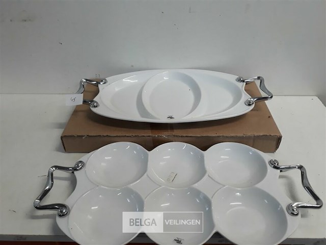 2 x serveerschaal metalen handvat 2 assorti - afbeelding 2 van  3