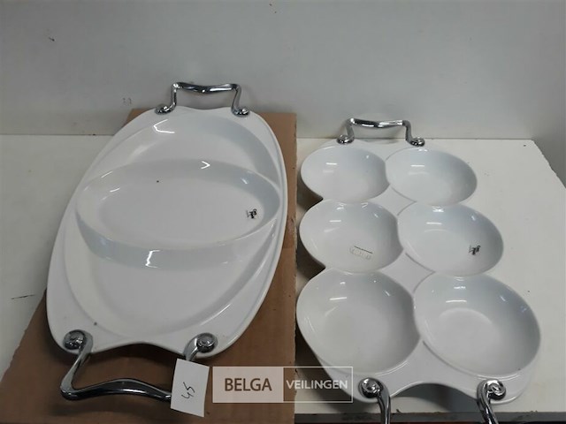 2 x serveerschaal metalen handvat 2 assorti - afbeelding 3 van  3