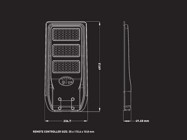 2 x solar 5000k 1500lm led straatverlichting met remote - afbeelding 5 van  7