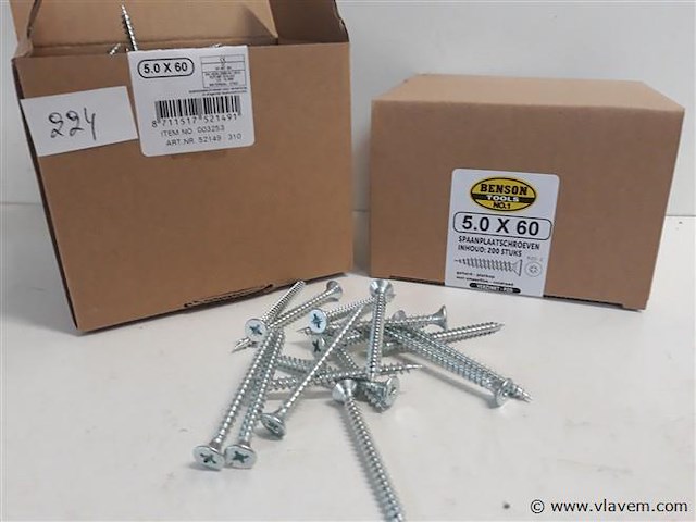 2 x spaanplaatvijzen 5 x 60 200 stuks kruiskop pz 2 - afbeelding 2 van  2