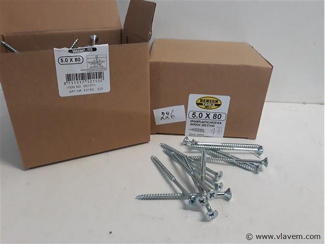 2 x spaanplaatvijzen 5 x 80 200 stuks kruiskop pz 2 - afbeelding 1 van  2
