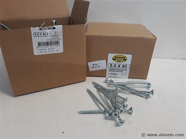 2 x spaanplaatvijzen 5 x 80 200 stuks kruiskop pz 2 - afbeelding 1 van  2