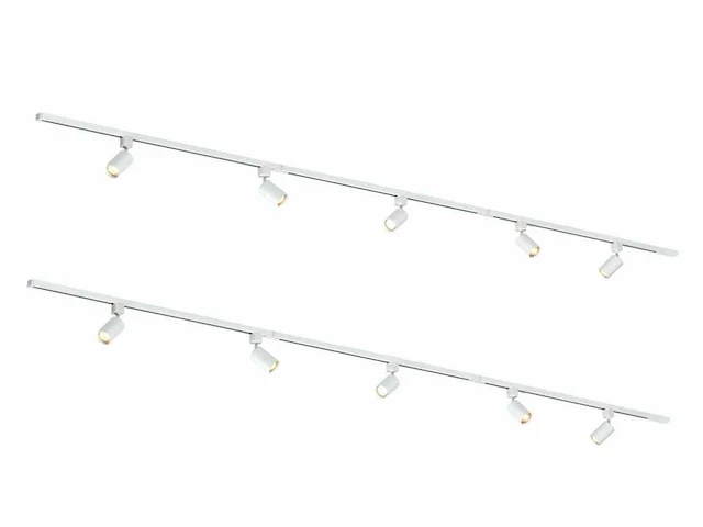 2 x spanningsrail 200 cm inclusief 10 railspots mr4 wit - afbeelding 1 van  10