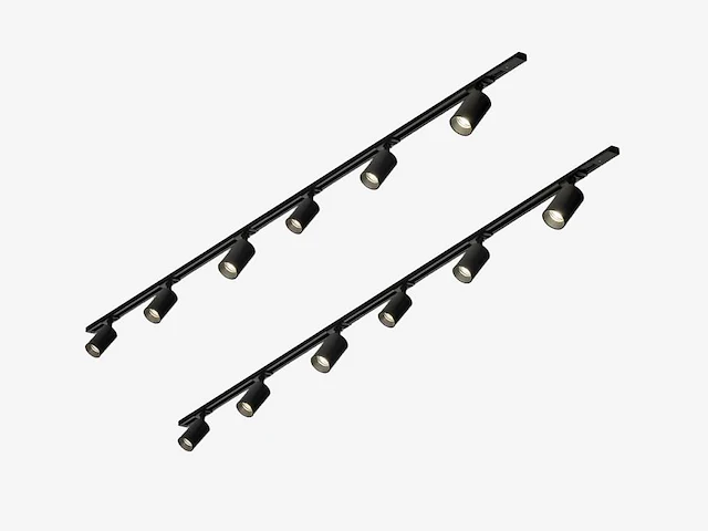 2 x spanningsrail 200 cm inclusief 8 railspots mr4 zwart - afbeelding 1 van  9