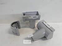 2 x spruitstuk links 80mm + 2 x verbindingsstuk licht grijs pvc regenafvoer - afbeelding 2 van  3