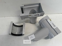 2 x spruitstuk links 80mm + 2 x verbindingsstuk licht grijs pvc regenafvoer - afbeelding 3 van  3