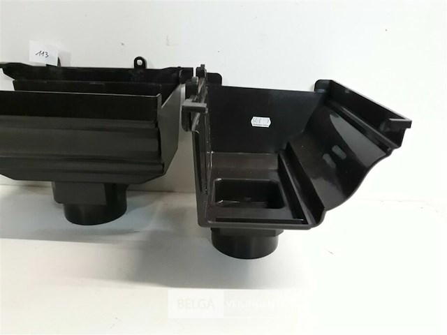 2 x spruitstuk rechts 160mm bruin pvc regenafvoer - afbeelding 3 van  3