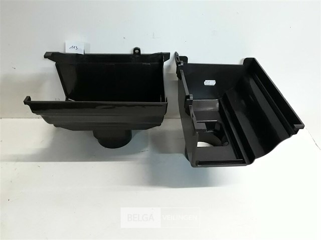 2 x spruitstuk rechts 160mm bruin pvc regenafvoer - afbeelding 1 van  3