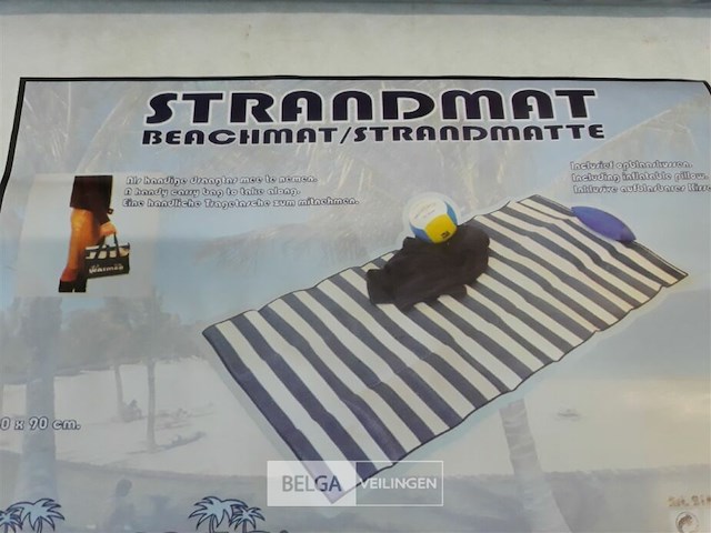 2 x strandmat 180x90cm plooibaar als draagtas - afbeelding 3 van  3