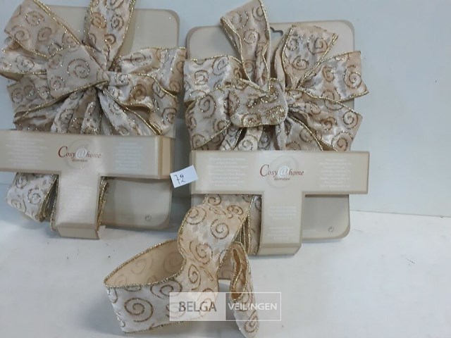 2 x strik goud/wit 30 cm met staart van 1 m - afbeelding 3 van  3