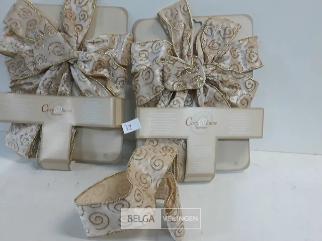 2 x strik goud/wit 30 cm met staart van 1 m - afbeelding 3 van  3