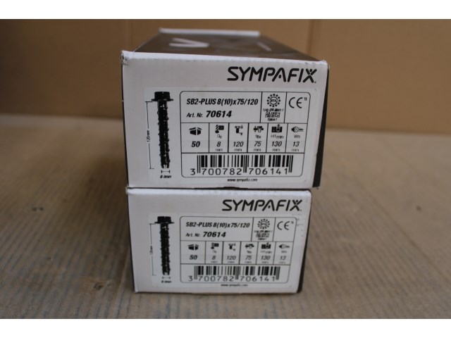2 x sympafix betonschroef sb2-plus 8(10)x75/120, met zeskantkop (50st) - afbeelding 1 van  3