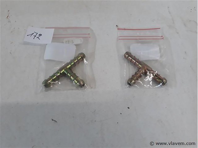 2 x t-stuk 8mm voor gas of drukslang - afbeelding 1 van  2