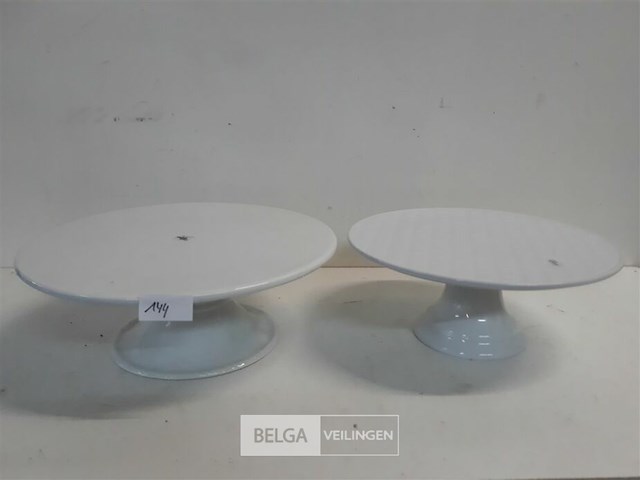 2 x taartschotel porselein op voet - afbeelding 3 van  3